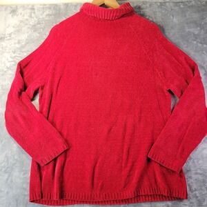 Chico's Red Chenille Turtleneck Sweater Raglan Long Sleeve Size 3 Large XL